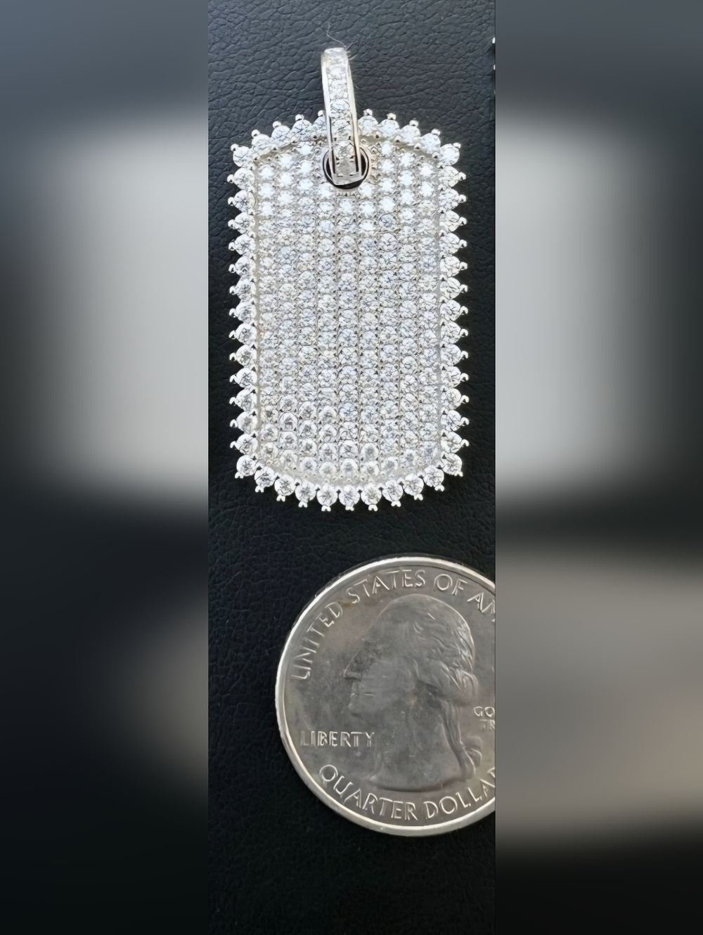 Iced Out MOISSANITE Solid 925 Silver Dog Tag Iced Hip Hop Pendant NEW - Picture 5 of 9